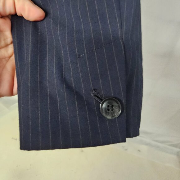 Banana Republic Navy Blue Blazer Pinstriped Preppy Office Peplum 14 - Picture 5 of 11